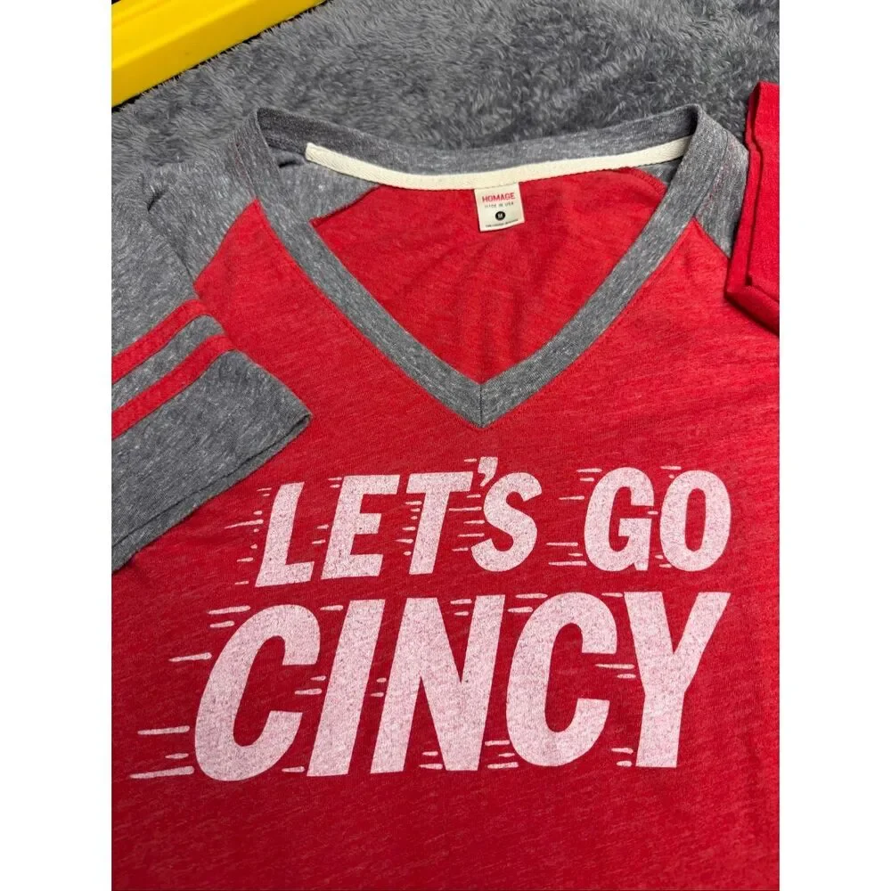 Homage Cincinnati Reds and Cincy T-Shirt Bundle, Size Women’s M!